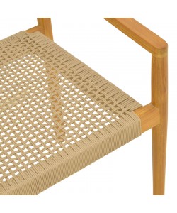 Πολυθρόνα Lengan pakoworld σκελετός teak ξύλο σε φυσική απόχρωση-μπεζ σχοινί 54x52x80εκ