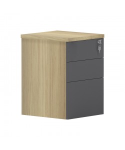 Συρταριέρα επαγγελματική τροχήλατη Lotus pakoworld 3ων συρταριών σε φυσική-ανθρακί απόχρωση 40x44x61εκ