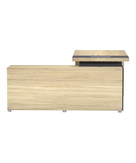 Γραφείο επαγγελματικό Lotus pakoworld με δεξιά γωνία σε φυσική-ανθρακί απόχρωση 180x180x75εκ