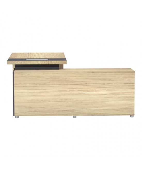 Γραφείο επαγγελματικό Lotus pakoworld αριστερή σε φυσική-ανθρακί απόχρωση 180x180x75εκ