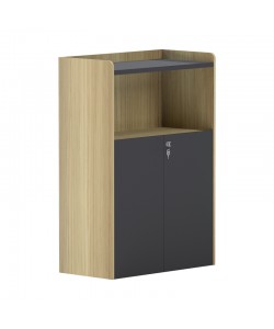 Ντουλάπι γραφείου χαμηλό Lotus pakoworld σε φυσική-ανθρακί απόχρωση 80x40x120εκ