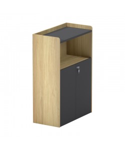 Ντουλάπι γραφείου χαμηλό Lotus pakoworld σε φυσική-ανθρακί απόχρωση 80x40x120εκ