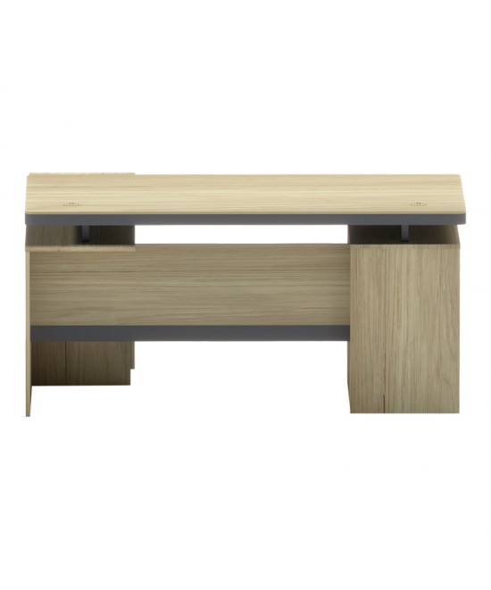 Γραφείο επαγγελματικό Lotus pakoworld με δεξιά γωνία σε φυσική-ανθρακί απόχρωση  200x160x76εκ