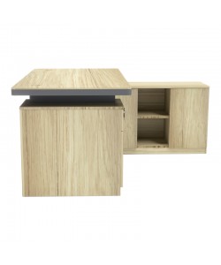 Γραφείο επαγγελματικό Lotus pakoworld με δεξιά γωνία σε φυσική-ανθρακί απόχρωση  200x160x76εκ