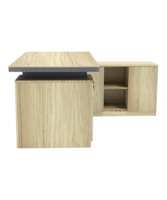 Γραφείο επαγγελματικό Lotus pakoworld με δεξιά γωνία σε φυσική-ανθρακί απόχρωση  200x160x76εκ