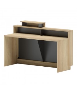 Γραφείο reception Lotus pakoworld σε φυσική-ανθρακί απόχρωση 160x60x105εκ