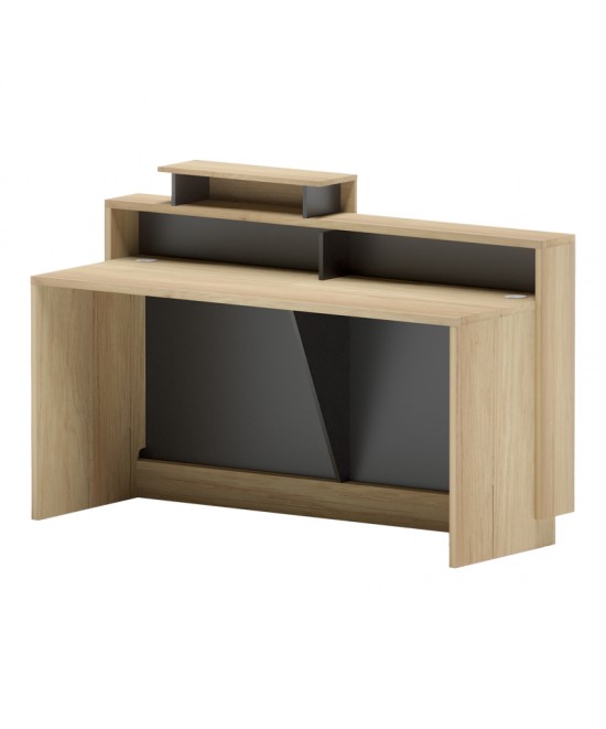 Γραφείο reception Lotus pakoworld σε φυσική-ανθρακί απόχρωση 160x60x105εκ