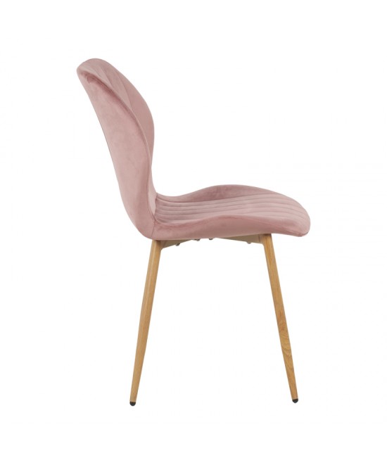 Καρέκλα Jelour pakoworld βελούδο σε σάπιο μήλο απόχρωση-πόδια φυσικά μεταλλικά 46.5x60x84εκ