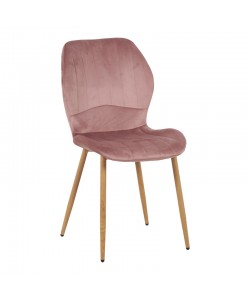 Καρέκλα Jelour pakoworld βελούδο σε σάπιο μήλο απόχρωση-πόδια φυσικά μεταλλικά 46.5x60x84εκ
