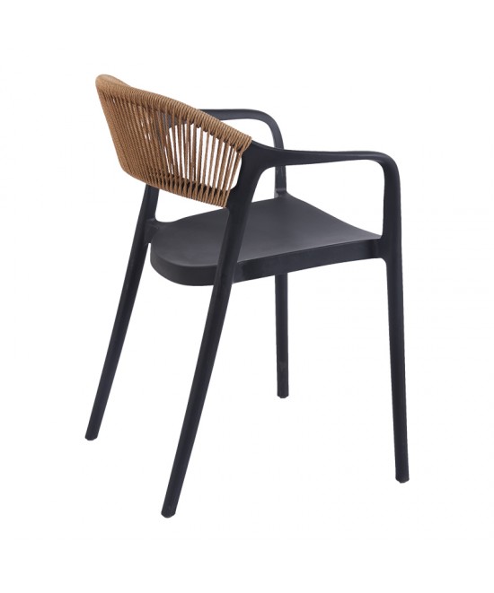 Πολυθρόνα Ankara pakoworld στοιβαζόμενη pp-pe rattan σε μαύρη-φυσική απόχρωση 54x55.5x77εκ Πολυθρόνα Ankara pakoworld στοιβαζόμενη pp-pe rattan σε μαύρη-φυσική απόχρωση 54x55.5x77εκ