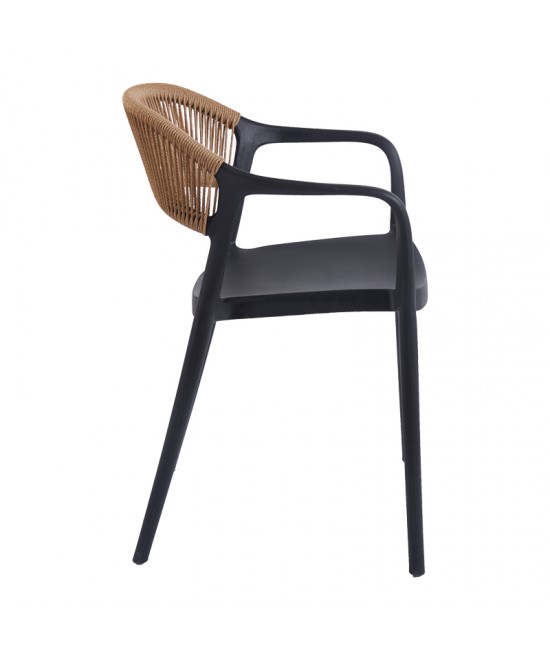 Πολυθρόνα Ankara pakoworld στοιβαζόμενη pp-pe rattan σε μαύρη-φυσική απόχρωση 54x55.5x77εκ Πολυθρόνα Ankara pakoworld στοιβαζόμενη pp-pe rattan σε μαύρη-φυσική απόχρωση 54x55.5x77εκ