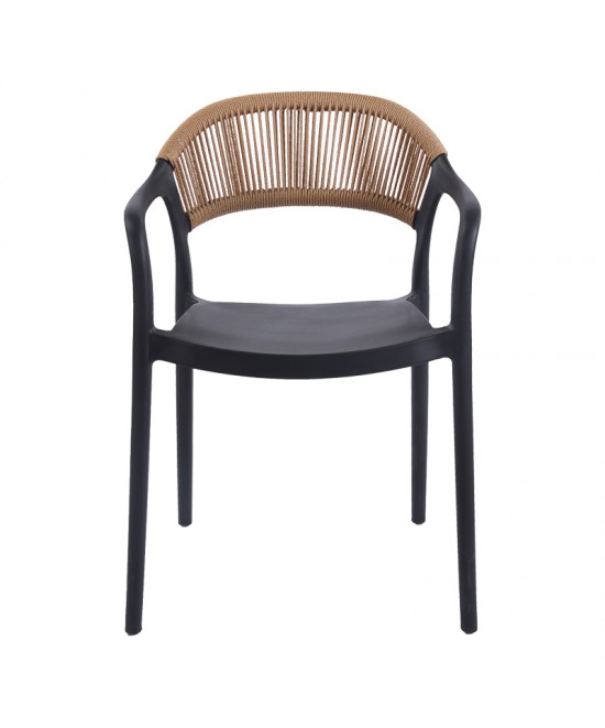 Πολυθρόνα Ankara pakoworld στοιβαζόμενη pp-pe rattan σε μαύρη-φυσική απόχρωση 54x55.5x77εκ Πολυθρόνα Ankara pakoworld στοιβαζόμενη pp-pe rattan σε μαύρη-φυσική απόχρωση 54x55.5x77εκ
