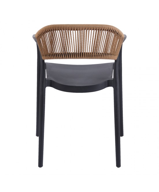 Πολυθρόνα Ankara pakoworld στοιβαζόμενη pp-pe rattan σε μαύρη-φυσική απόχρωση 54x55.5x77εκ Πολυθρόνα Ankara pakoworld στοιβαζόμενη pp-pe rattan σε μαύρη-φυσική απόχρωση 54x55.5x77εκ