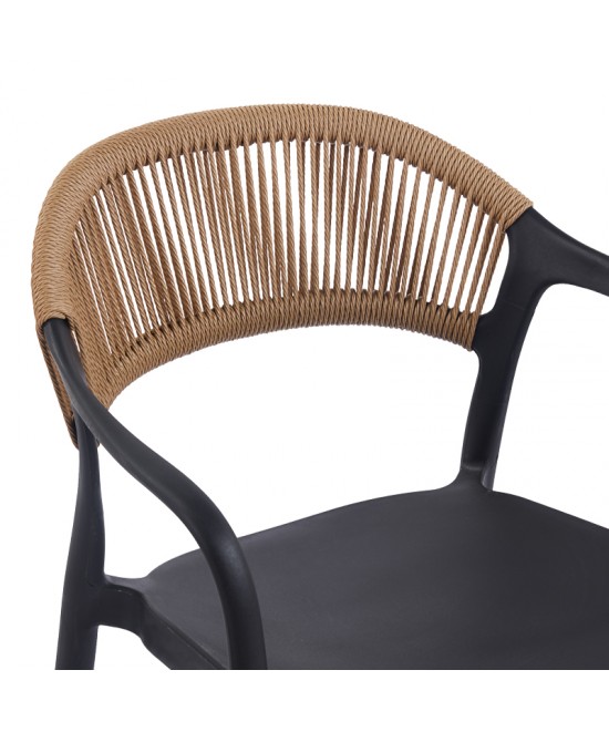 Πολυθρόνα Ankara pakoworld στοιβαζόμενη pp-pe rattan σε μαύρη-φυσική απόχρωση 54x55.5x77εκ Πολυθρόνα Ankara pakoworld στοιβαζόμενη pp-pe rattan σε μαύρη-φυσική απόχρωση 54x55.5x77εκ