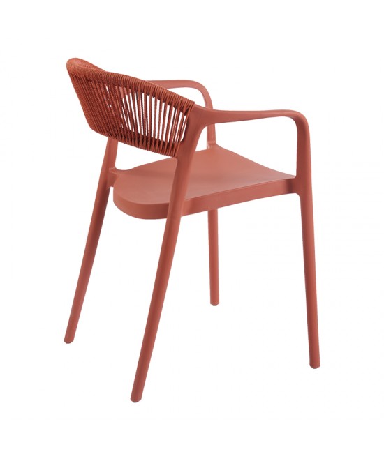 Πολυθρόνα Ankara pakoworld στοιβαζόμενη pp-pe rattan σε terracotta απόχρωση 54x55.5x77εκ