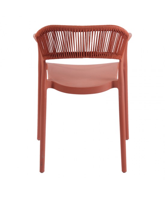 Πολυθρόνα Ankara pakoworld στοιβαζόμενη pp-pe rattan σε terracotta απόχρωση 54x55.5x77εκ