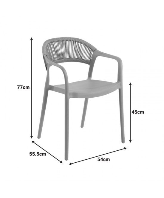 Πολυθρόνα Ankara pakoworld στοιβαζόμενη pp-pe rattan σε terracotta απόχρωση 54x55.5x77εκ