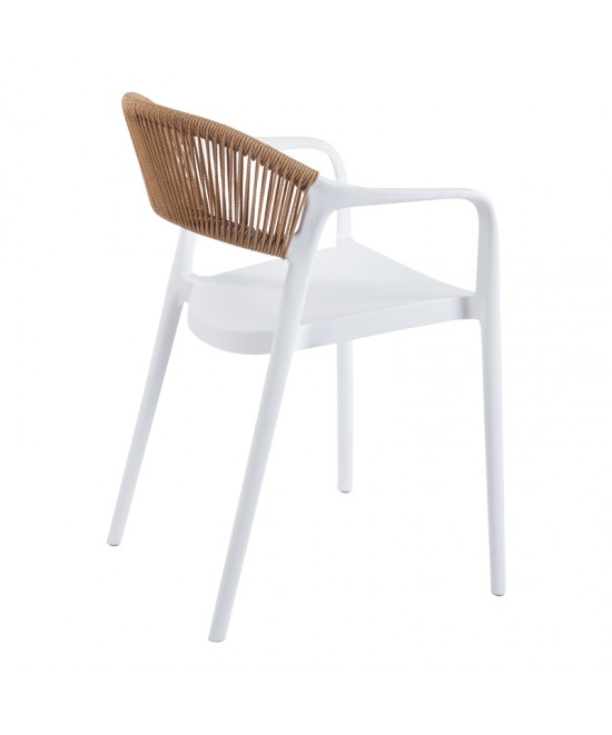 Πολυθρόνα Ankara pakoworld στοιβαζόμενη pp-pe rattan σε λευκή-φυσική απόχρωση 54x55.5x77εκ Πολυθρόνα Ankara pakoworld στοιβαζόμενη pp-pe rattan σε λευκή-φυσική απόχρωση 54x55.5x77εκ