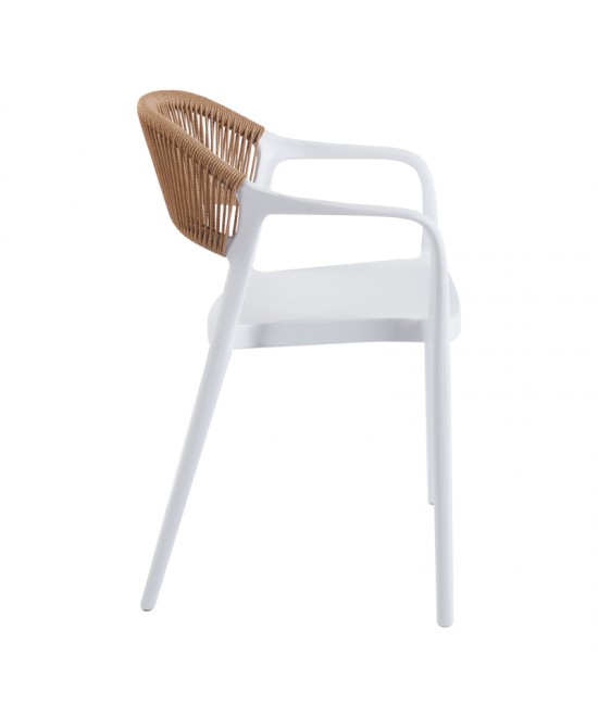 Πολυθρόνα Ankara pakoworld στοιβαζόμενη pp-pe rattan σε λευκή-φυσική απόχρωση 54x55.5x77εκ Πολυθρόνα Ankara pakoworld στοιβαζόμενη pp-pe rattan σε λευκή-φυσική απόχρωση 54x55.5x77εκ