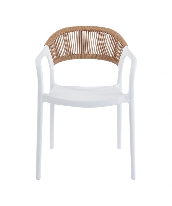 Πολυθρόνα Ankara pakoworld στοιβαζόμενη pp-pe rattan σε λευκή-φυσική απόχρωση 54x55.5x77εκ Πολυθρόνα Ankara pakoworld στοιβαζόμενη pp-pe rattan σε λευκή-φυσική απόχρωση 54x55.5x77εκ