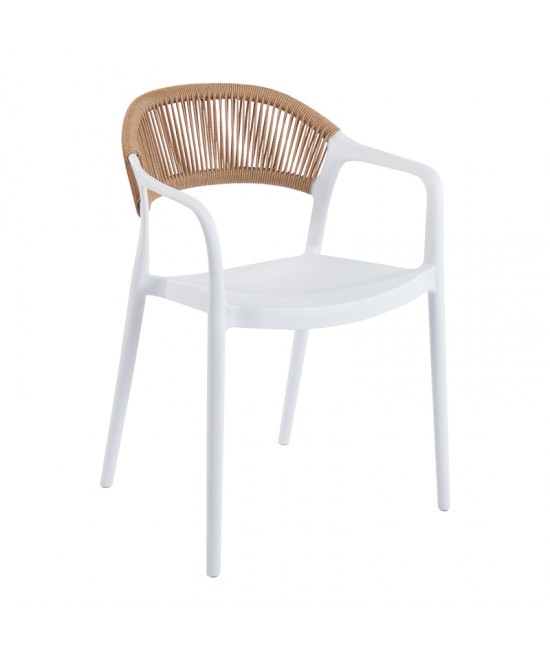 Πολυθρόνα Ankara pakoworld στοιβαζόμενη pp-pe rattan σε λευκή-φυσική απόχρωση 54x55.5x77εκ Πολυθρόνα Ankara pakoworld στοιβαζόμενη pp-pe rattan σε λευκή-φυσική απόχρωση 54x55.5x77εκ
