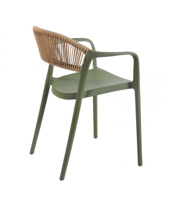 Πολυθρόνα Ankara pakoworld στοιβαζόμενη pp-pe rattan σε λαδί-φυσική απόχρωση 54x55.5x77εκ