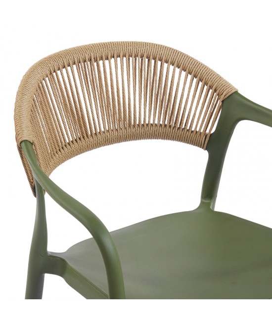 Πολυθρόνα Ankara pakoworld στοιβαζόμενη pp-pe rattan σε λαδί-φυσική απόχρωση 54x55.5x77εκ