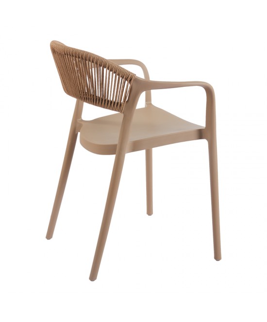 Πολυθρόνα Ankara pakoworld στοιβαζόμενη pp-pe rattan σε μόκα-φυσική απόχρωση 54x55.5x77εκ