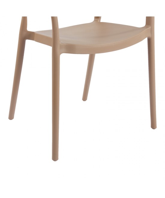 Πολυθρόνα Ankara pakoworld στοιβαζόμενη pp-pe rattan σε μόκα-φυσική απόχρωση 54x55.5x77εκ