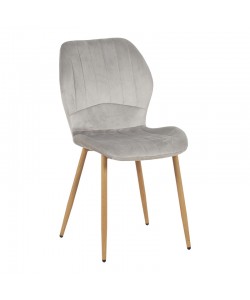 Καρέκλα Jelour pakoworld βελούδο σε γκρι απόχρωση-πόδια φυσικά μεταλλικά 46.5x60x84εκ