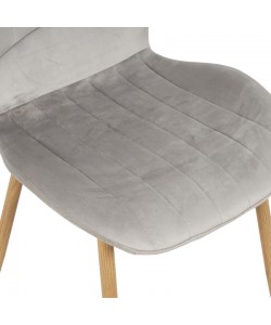 Καρέκλα Jelour pakoworld βελούδο σε γκρι απόχρωση-πόδια φυσικά μεταλλικά 46.5x60x84εκ