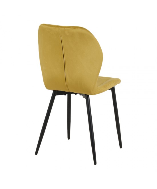 Καρέκλα Jelour pakoworld βελούδο σε κίτρινη απόχρωση 46.5x60x84εκ