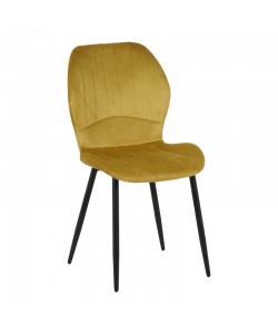 Καρέκλα Jelour pakoworld βελούδο σε κίτρινη απόχρωση 46.5x60x84εκ