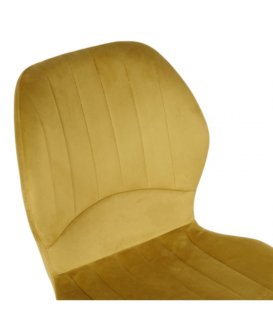 Καρέκλα Jelour pakoworld βελούδο σε κίτρινη απόχρωση 46.5x60x84εκ