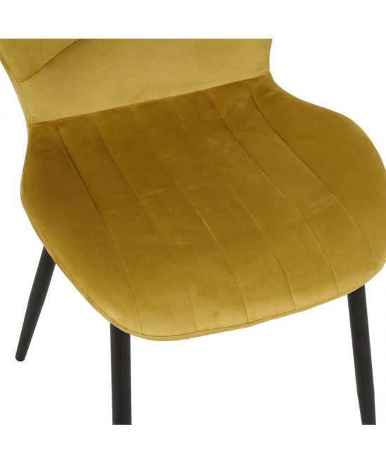 Καρέκλα Jelour pakoworld βελούδο σε κίτρινη απόχρωση 46.5x60x84εκ