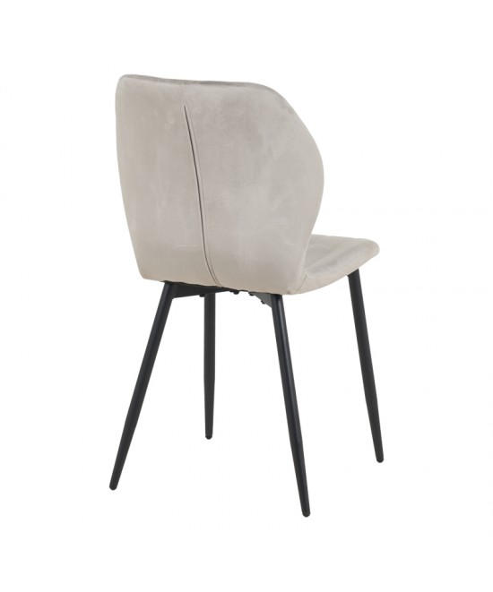 Καρέκλα Jelour pakoworld βελούδο σε γκρι απόχρωση-πόδια μαύρα μεταλλικά 46.5x60x84εκ