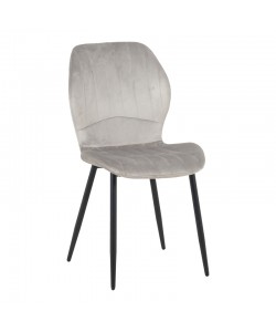Καρέκλα Jelour pakoworld βελούδο σε γκρι απόχρωση-πόδια μαύρα μεταλλικά 46.5x60x84εκ
