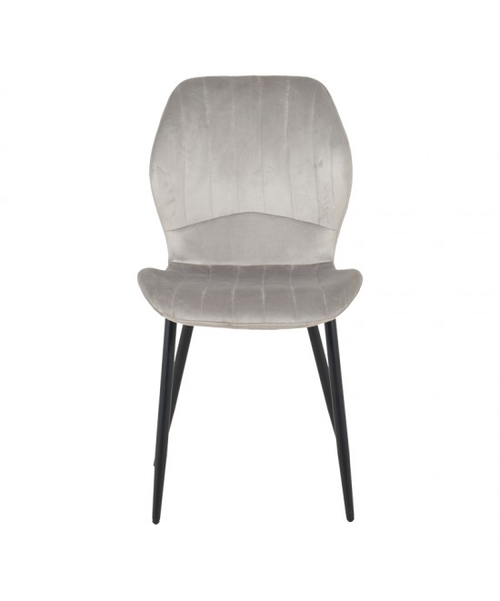 Καρέκλα Jelour pakoworld βελούδο σε γκρι απόχρωση-πόδια μαύρα μεταλλικά 46.5x60x84εκ