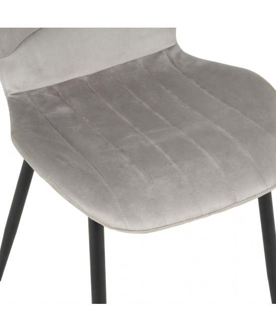 Καρέκλα Jelour pakoworld βελούδο σε γκρι απόχρωση-πόδια μαύρα μεταλλικά 46.5x60x84εκ