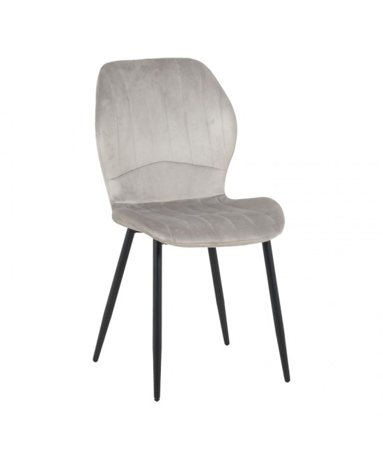 Καρέκλα Jelour pakoworld βελούδο σε γκρι απόχρωση-πόδια μαύρα μεταλλικά 46.5x60x84εκ