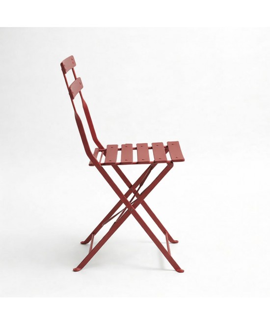 Καρέκλα Bistro pakoworld μεταλλική αναδιπλούμενη σε απόχρωση terracotta 42x46x82εκ