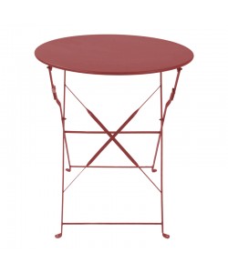 Τραπεζι Bistro pakoworld μεταλλικό αναδιπλούμενο σε απόχρωση terracotta Φ60x71εκ