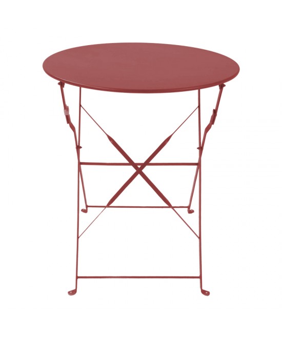 Τραπεζι Bistro pakoworld μεταλλικό αναδιπλούμενο σε απόχρωση terracotta Φ60x71εκ
