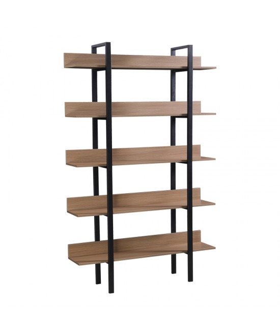 Βιβλιοθήκη Boderta pakoworld σε sonoma-μαύρη απόχρωση 120x30x190εκ