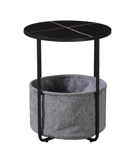 Βοηθητικό τραπέζι Fredami pakoworld μαύρο μαρμάρου Φ40x50εκ