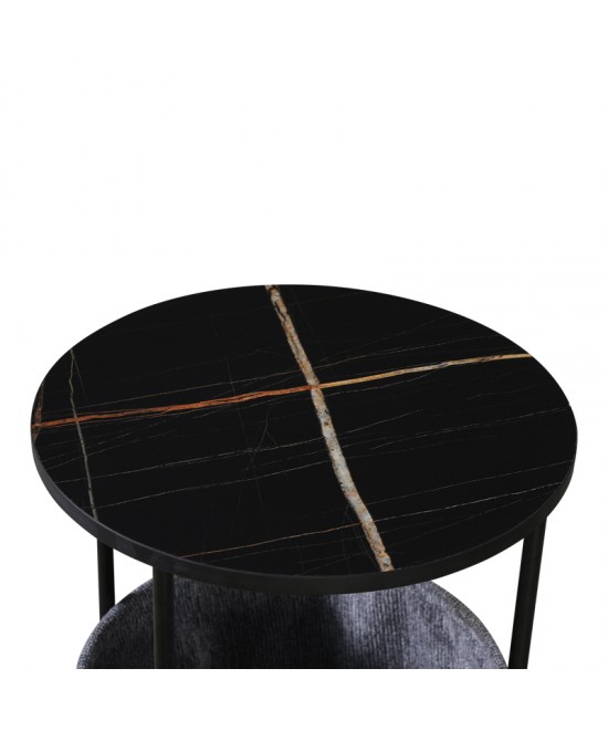 Βοηθητικό τραπέζι Fredami pakoworld μαύρο μαρμάρου Φ40x50εκ