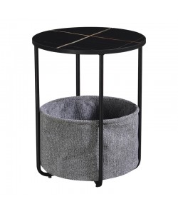 Βοηθητικό τραπέζι Fredami pakoworld μαύρο μαρμάρου Φ40x50εκ