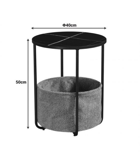 Βοηθητικό τραπέζι Fredami pakoworld μαύρο μαρμάρου Φ40x50εκ
