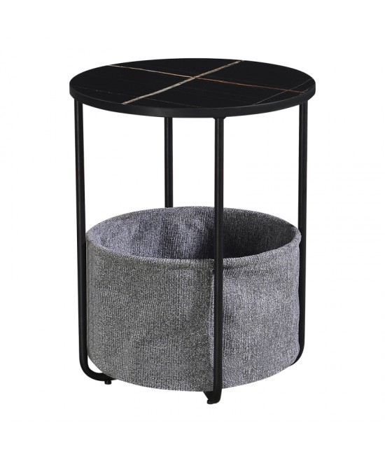 Βοηθητικό τραπέζι Fredami pakoworld μαύρο μαρμάρου Φ40x50εκ