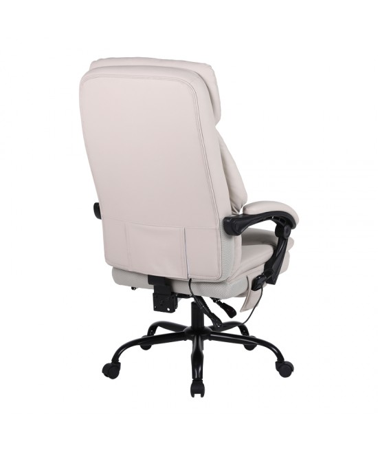 Καρέκλα γραφείου διευθυντή Sedici pakoworld με μηχανισμό massage- pu μπεζ-εκρού 72x63x115-123εκ